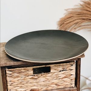 Black Wood Serving Tray Platter Bamboo